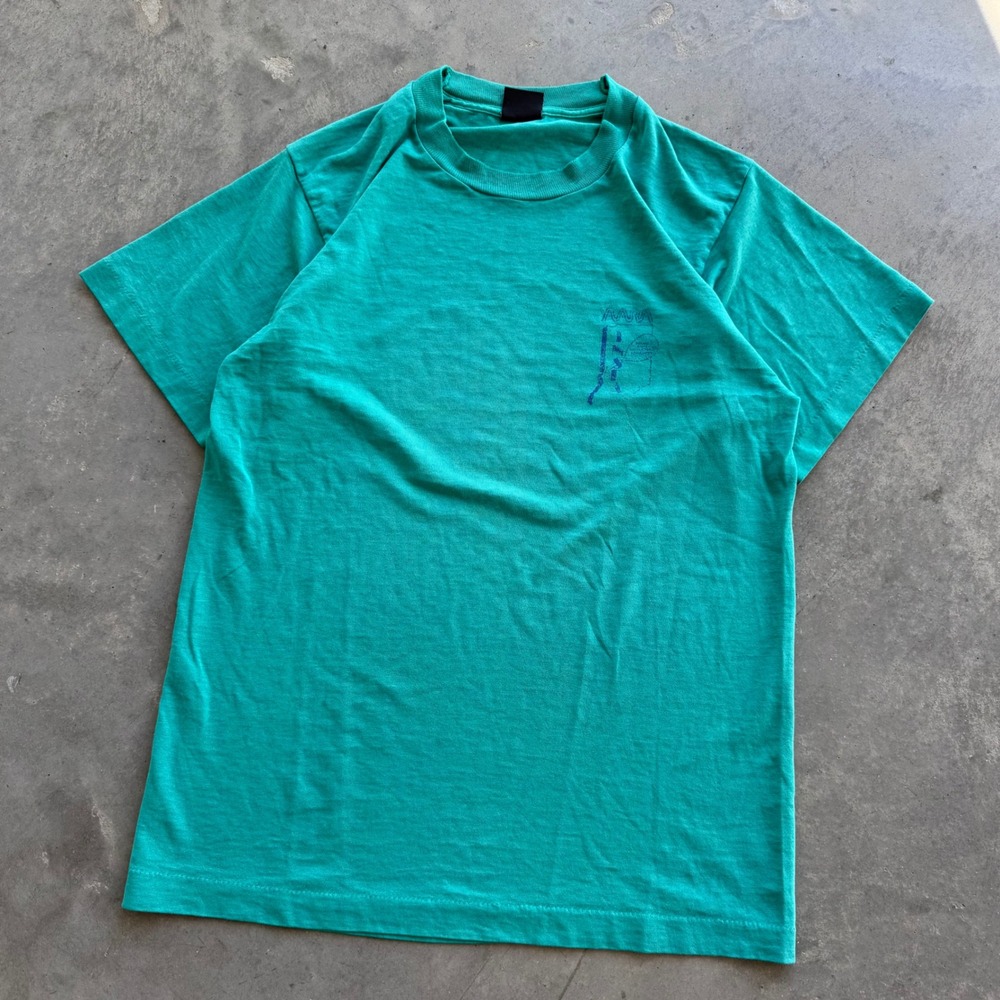 Vintage 80s Greenbriar Athletic Club Classic T Shirt Teal Green 50/50 USA Mens M - Picture 1 of 5